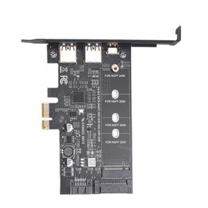 Wrtysully Carte PCI-E vers USB 3.0 PCI Express avec 1 Ports USB C et 2 Ports USB A, Carte Adaptateur M.2 NVME vers PCIe 3.0 avec Support (SUNAYOU LTD, neuf)