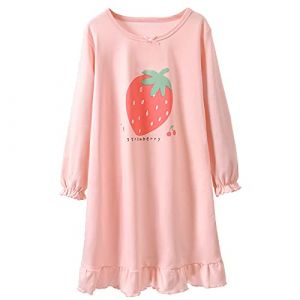 WSLCN Fille Chemise de Nuit Filles &agrave; Manches Longues en Coton Printemps Automne Enfant Mignon Pyjama Robe de Nuit Nuisette V&ecirc;tement de Nuit Sleepwear 11-12 Ans A (light-in-the-dark, neuf)