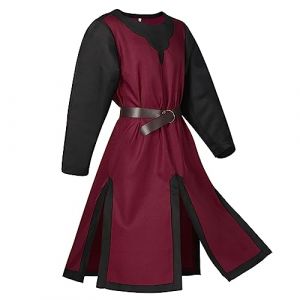 Gefomuofe Gilet médiéval pour homme, lilas, costume médiéval, Halloween, tunique, chemise à lacets, sans manches, manteau, costume victorien, lilas, veste de cosplay, C vin (avec ceinture), XL (SDFKLJV, neuf)