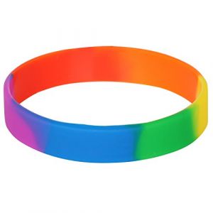 TRIXES Bracelet en silicone arc-en-ciel - Accessoire Gay Pride LGBT Festival Events - Bracelet pour Hommes ou Femmes - Résistant à l'Eau Poignet Sport (Digiflex FR, neuf)