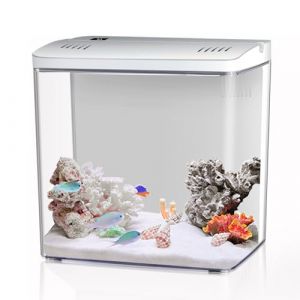 Craftsboys Kit de démarrage pour aquarium 4,5 L, petit aquarium Betta avec LED et filtre (blanc) (O Ya Trading Company, neuf)