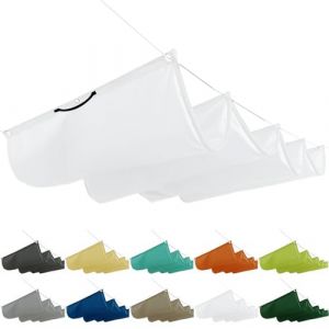 Protection solaire - Vague de pergola - 0,8 x 4,5 m - Pour toit de terrasse - Système de rails d'ombrage pergola avec œillets et corde - Pour toit, jardin, jardin d'hiver, blanc (LIFENGQIHANG, neuf)