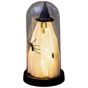 Décorations d'Halloween Decor de fantômes intérieurs et éclairés en plastique transparent Cloche, 4, 3x8, 5 pouces Lumière fantôme opéré pour la table de cuisine à la maison (Alinglin, neuf)