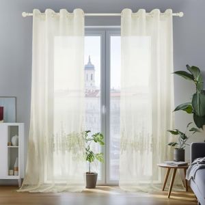 Deconovo Rideaux Voilage Fenetre Voilage Grande Largeur Salon Enfant Chambre 140x240cm (Largeur x Hauteur) Beige (Deconovo-Home, neuf)