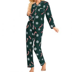 Ensembles De Pyjama Femme Noel Soie Sexy Chic Noël Famille Hiver Polaire Combinaison Ensemble Coton Carreaux Vêtements Nuit Pijamas Pajamas Bas Chaud Tenue D'intérieur Grande Taille Pantalon,M (aodsko, neuf)