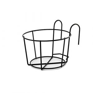 Supports de Fer Suspendus Support de Pot de Fleur Rond Balcon Étagère extérieure pour Pot de Fleur (Grand, Noir) (BULZEU, neuf)
