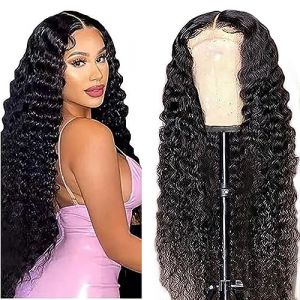AiPliantfis Deep Wave Human Hair Wig Perruque Femme bouclée 13x6 HD Lace Front Wig Human Hair Lace Closure Human Hair Wig with Baby Hair Real Hair Natural Colour for Woman 20 Pouce (GongBei Hair, neuf)