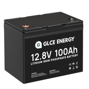 GLCE ENERGY Batterie Lithium 12V 100Ah, petite taille, BMS 100A, cellules au lithium fer phosphate de grade A, 4000~15 000 cycles, pour Camping-Car Bateau Hors Réseau Bateau Caravane Solaire (GLCE Energy, neuf)