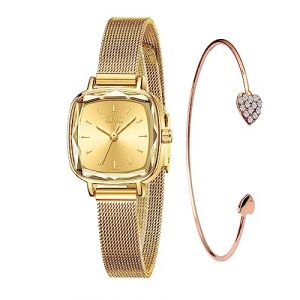 CIVO Montre Femme Rectangulaire Analogique: Retro Or Rose Ciel &Eacute;toil&eacute; &Eacute;l&eacute;gant Petit Mode Montre pour Femmes - Etanche Cadeau Chic pour Femmes (KDM Direct-FR, neuf)