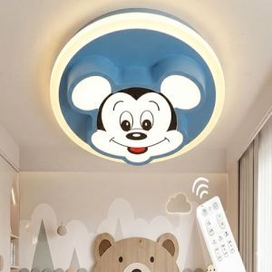 G&eacute;n&eacute;rique Plafonnier LED Enfant Mickey avec T&eacute;l&eacute;commande | Lampe Plafond Chambre Gar&ccedil;on Fille | &Eacute;clairage Dimmable 3000K-6000K | 45W Diam&egrave;tre 50cm | Bleu (VAD MN, neuf)