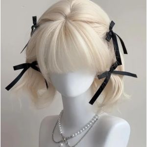 Will Like Perruque blonde perruque de vrais cheveux blonde, perruque blonde courte pour femme, perruque frange adaptée au carnaval, au cosplay et à la vie quotidienne (WILL LIKE, neuf)