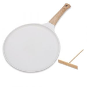 MEKOTRIN Poêle à Crêpes 24 cm, Crêpière avec Revêtement Antiadhésif - Tous Feux dont Induction, Poêle Pancake Gâteau Mille-feuille Soufflé Omelette Muffin Steak(Beige) (Chhlling, neuf)