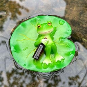 Décoration de bassin - Mini étang - Grenouille - Décoration flottante pour mini étang - En résine - Décoration de bassin pour l'extérieur - Pour jardin, balcon, étang - Taille M (shanghailibowangluokejiyouxiangongsi, neuf)