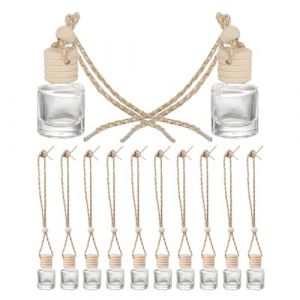 Générique Lot de 12 Flacons de Parfum Suspendus en Verre Transparent Mini Diffuseurs Décoratifs Bouchon en Liège Réutilisables pour Voiture et Aromathérapie Diffuseurs Compacts et Légers (Fluxira, neuf)