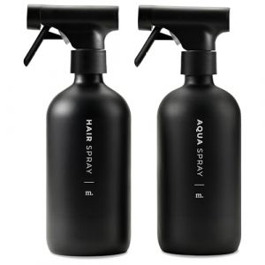 MaisoNovo vaporisateur en verre pour cheveux - 500 ml Noir lot de 2 avec 16 &eacute;tiquettes - pulverisateur - spray vide - Spray Bottle (Maisonovo, neuf)