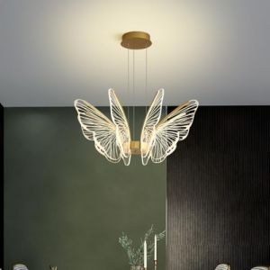 BININBOX Moderne LED Suspension Luminaire avec T&eacute;l&eacute;commande Papillon Lampe Suspendue Dimmable Lustre pour Chambre Salon Salle &agrave; Manger (48W) (BININBOX-FR, neuf)