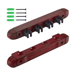 rockible Porte-Queue de Billard Porte-bâton de Billard Porte-Queue de Billard Support Mural avec 4 Clips de Queue pour Joueurs de Billard, Rouge (motokitio, neuf)