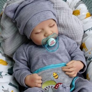 Scnbom 50cm bébé Reborn poupée Fille Silicone Vrai Poupon réaliste Garcon Yeux Ouvert Enfant Toddler Pas Cher (Vert) (FLOWER CHAN LIMITED, neuf)