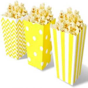 CHUANGOU 18pcs Popcorn Boite petite boite pop corn mini boite pop corn paquet pop corn Conteneurs de Bonbons en Papier Sacs De Papier De Ma&iuml;s &eacute;clat&eacute;s(Jaune) (Longsing, neuf)