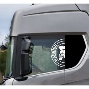 DualColorStampe Autocollants compatibles avec Scania Daf Iveco Man Camion accessoires camion autocollants camion fenêtre WARRIOR COD.0302 (blanc mat) (DualColorStampe, neuf)