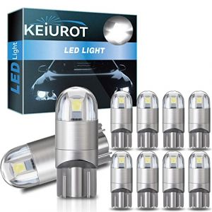 Keiurot W5W Led T10 led Ampoule Blanc 194 168 2825 Wedge Led Ampoules De Voiture Dôme Intérieur Carte Porte Lumière Led Ampoule Plaque Immatriculation Ampoules DC12V 10PCS (StellarStock Shop, neuf)