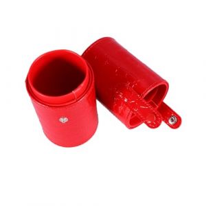 LALADEFIEE Porte-pinceaux de Maquillage Cuir PU Organisateur de Maquillage de Voyage Rangement Cosm&eacute;tique Grand Volume Bo&icirc;te de Rangement Rouge Grain Pierre (Yowanr, neuf)