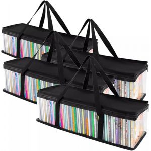 Lot de 4 | Sac de rangement portable pour CD - Housse transparente avec fermeture éclair - Support de protection contre la poussière - Pour disques de voiture / PC / Xbox / PlayStation - Poignées de (White Teeth Online, neuf)