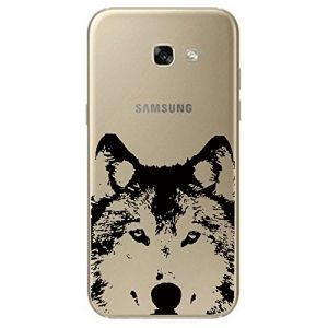 NOVAGO Coque Compatible Samsung Galaxy A3 2017 Coque en Gel Souple Transparente Solide incassable avec Jolie Impression Fantaisie de qualit&eacute;-Loup (NOVAGO-Vendeur PRO fran&ccedil;ais, neuf)