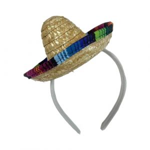 BOGEEL Bandeau de cheveux en forme de chapeau de tissage mexicain pour femmes, étudiants, photographie, bandeau de photographie en forme de chapeau, paille de blé en polyester (QNinism, neuf)