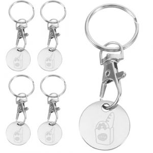 JEYORZY 5 Pièces Jeton pour Caddie de Courses - Extracteurs de Caddie -Extracteurs de Caddie en Acier Inoxydable Clés pour Caddie Universel Porte-clés pour Chariot de Courses pour Commodité du Panier (Wacicy EU, neuf)