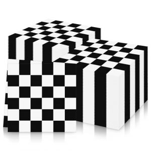 Lot de 20 serviettes en papier recycl&eacute;es &agrave; double &eacute;paisseur, motif voitures de course, 33 x 33 cm, serviettes de table jetables en papier doux &agrave; motif tartan noir et blanc pour gar&ccedil;ons et filles (LSSN, neuf)