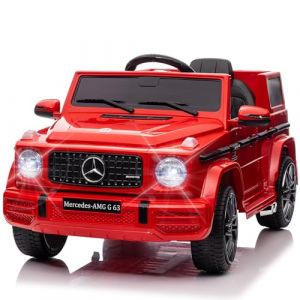 Voiture &eacute;lectrique Mercedes-Benz G63 pour Enfants 12 V, Voiture &eacute;lectrique 2 Portes avec t&eacute;l&eacute;commande 2,4 GHz, MP3, Musique, &eacute;clairage LED, v&eacute;hicule Cadeau pour gar&ccedil;ons et Filles, Rouge (SKANLE SHOP, neuf)