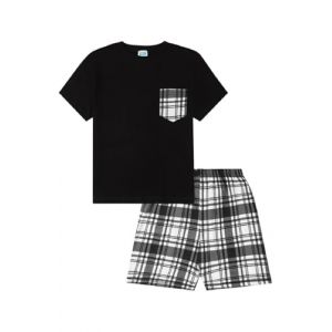 ThePyjamaFactory Gar&ccedil;on Court en Coton &agrave; Carreaux Noir et Blanc Pyjamas (9-10 Ans) (ThePyjamaFactory, neuf)