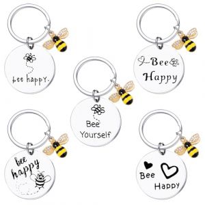 Sixfolo Porte-Cl&eacute;s Abeille 5 Pi&egrave;ces Porte Cl&eacute; Abeille pour Femme Porte-Cl&eacute;s Pendentif D'abeille Mignon Abeille Keychains en M&eacute;tal pour Enfants Filles Cadeaux D'anniversaire (Manying, neuf)