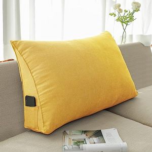 NENIUX Coussin triangulaire de dossier pour tête de lit, coussin de lecture, coussin de lit, coussin de soutien lombaire pour canapé, bureau, tatami, 60 x 50 x 20 cm, jaune (LIUJUNHUI的店, neuf)