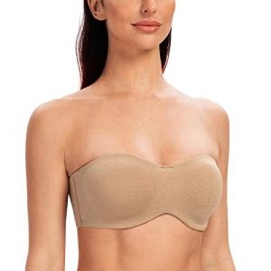 MELENECA Femme Soutien-Gorge sans Bretelles Grande Taille &agrave; Armature Non Rembourr&eacute; Transparent Bretelles Beige chin&eacute; 100G (MELENECA Fashion, neuf)
