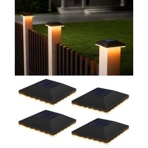 JACKYLED Chapeau de Poteau Solaire 7x7 8x8 9x9 10x10, Lot de 4 Lampes Solaires IP65 Étanches pour Poteaux en Bois, Jardin, Terrasse, Plateforme (ARACKY Direct, neuf)