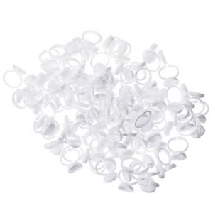 TOVINANNA 100 Coupelles &agrave; Pigments Blanches pour Extensions de Cils Anneaux Brod&eacute;s Porte-Pigments en Plastique L&eacute;ger Outil Professionnel de Maquillage pour Lash Ring Cup Kit Accessoire (JIGZAG, neuf)