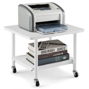 GIANTEX Support d'Imprimante,Chariot de Service &agrave; roulettes, Desserte de Cuisine avec 2 Niveaux & Style Industriel,pour Bureau, Ecole, Maison (Blanc) (GIANTEX, neuf)