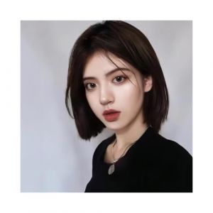 Perruque pour femmes Couvre-tête complet en fibre synthétique tissée haute température, longueur épaules, à la mode for cheveux courts Perruques humaines(740-dark brown) (airongchangyang, neuf)