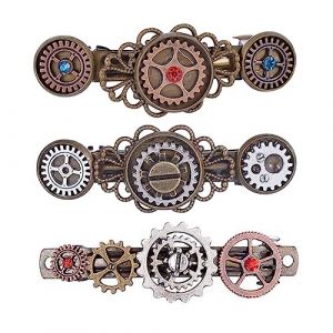 SOIMISS 3 pièces Barrette Steampunk Vintage Accessoires Cheveux Fille Chic Pince à Cheveux Forme de Rouage Dhorloge Gothique pour Cosplay et Fête (Star-wish, neuf)