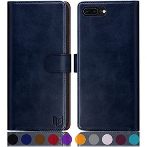 SUANPOT Etui Coque pour iPhone 7 Plus/8 Plus 5,5 Pouces [RFID Blocage] [Magn&eacute;tique Protection] Fentes pour Cartes Protection Etui Housse Premium en Cuir PU,Apple 7 Plus Portefeuille Bleu (STAVROLINE TRADING COMPANY SINGLE MEMBER P.C., neuf)