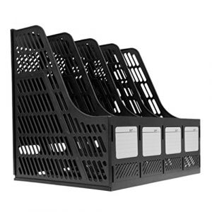 Bo&icirc;te de Rangement 4 Compartiments en Polypropyl&egrave;ne pour Bureau, Classement de Dossiers et Documents A4, Modules Classeur avec Panier - Noir (YLuckyshop, neuf)