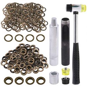 Glarks Lot de 124 &oelig;illets en bronze de 1,27 cm avec ensembles d'outils, 120 &oelig;illets avec 4 outils d'installation pour tissu, toile, rideau, v&ecirc;tements, r&eacute;paration et d&eacute;coration du cuir (GIEMOR, neuf)