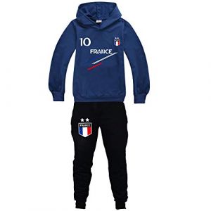 Jogging Enfant De Football France 2 étoiles Sweats à Capuche Survêtements garçon Screenprint Hoodie - Pulls Garçon 4 6 8 10 12 14 16ans (navyblue,7-8ans) (Forlcool001, neuf)