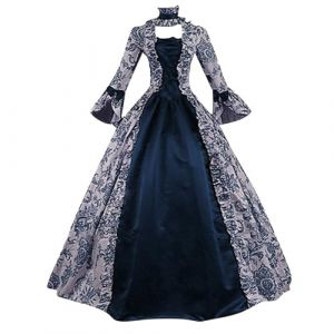 Robe Rétro Médiévale Femme Renaissance Baroque Robes Médiévale Rétro Manches Trompette Victorienne Gothique Robe Grandes Tailles Maxi Carnaval Halloween Fête Femmes Cosplay Carnaval Victorien (⭐⭐⭐⭐⭐Générique(5-12 jours Arrivé), neuf)