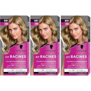 Schwarzkopf - Lot de 3 Kit Racines - Coloration Racines Cheveux Permanente - Enrichie d’une huile nourrissante - Couverture Cheveux Blancs - Retouche entre 2 Colorations - Blond BR1 (PENNGUIN-FR, neuf)