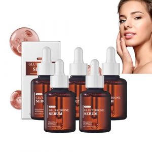 Sérum au glutathion avec 20 000 ppm de glutathion et de peptides, base de maquillage perfectrice de pores, revitalise le teint, réduit les taches brunes, uniformise l'éclat du teint (5 bouteilles) (WUHANSHIBOHEMAOMAOYIYOUXIANGONGSI, neuf)