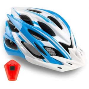 Shinmax Casque Velo Homme Femme Casque V&eacute;lo avec LED Lampe de S&eacute;curit&eacute; Protection Casque VTT et VTC avec Visi&egrave;re Amovible pour Adultes Casque Cyclisme pour Montagne Route R&eacute;glable Taille 57-62 cm (AIWEITONG, neuf)