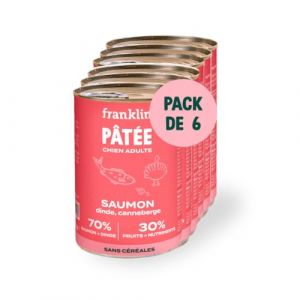 Franklin – Patée pour Chien – 6x400g – Format Boîte – avec 70% de Saumon et Dinde – Contrôle du Poids & Brillance du Poils (Franklin Pet Food, neuf)